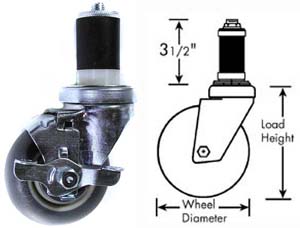 [ CASTER, STEM(3-1/2,W/BRK,GRY)  ]