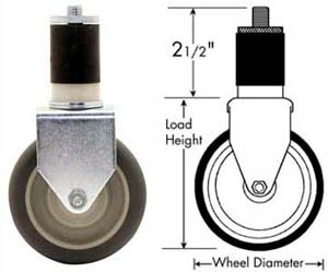 [ CASTER, STEM (5, RGD, GRY) - W ]