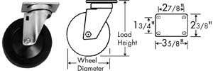 CASTER, PLATE (3-1/2, GRY)