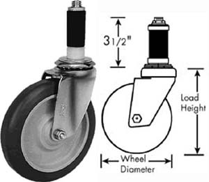 CASTER, STEM(3-1/2,W/BRK,GRY)