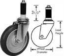 CASTER, STEM (4, W/BRK, GRY)