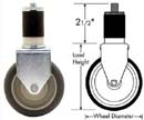 CASTER, STEM (3-1/2,RGD,GRY)